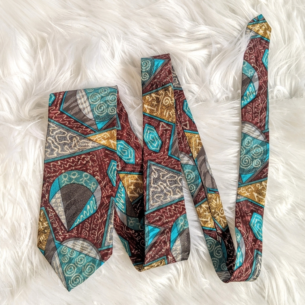 Vintage Burnham Ltd Abstract Geometric Tie
